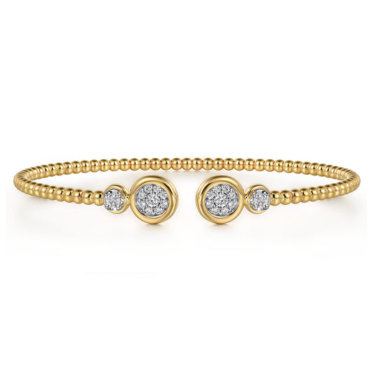 14K White & Yellow Gold Diamond Open Bangle Bracelet-Bujukan — Gabriel & Co. BG4916-62M45JJ