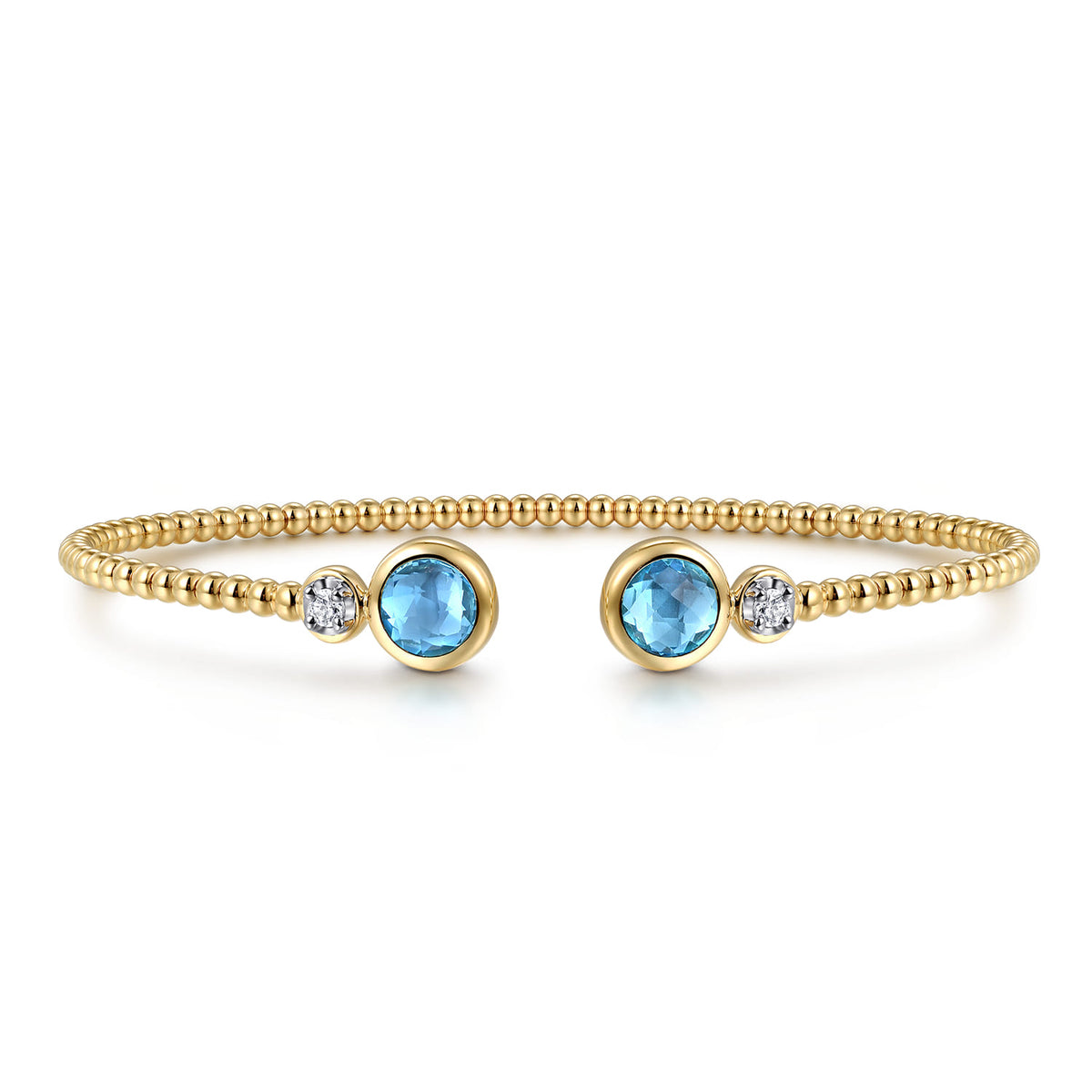 14K White and Yellow Gold Bujukan Diamond and Blue Topaz Bangle — Gabriel & Co. BG4926-6M45BT