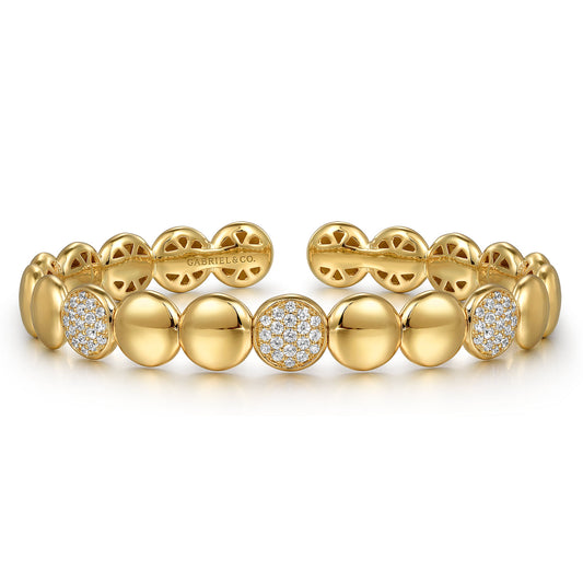 14K Yellow Gold Diamond Cluster Cuff Bangle — Gabriel & Co. BG4937-62Y45JJ
