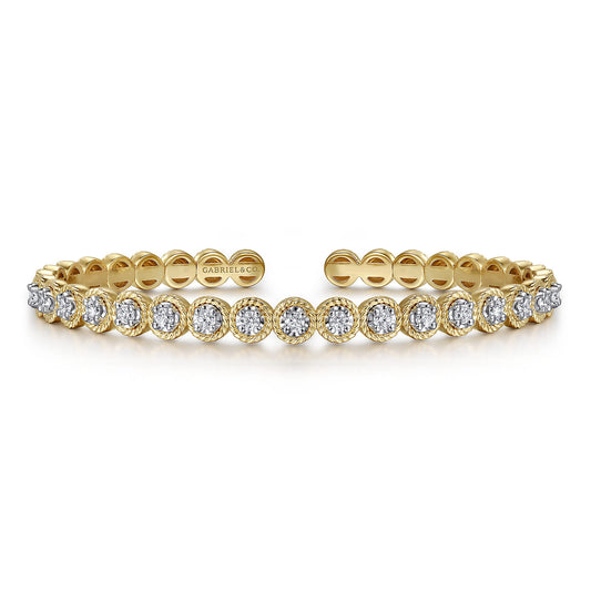 14K White and Yellow Gold Diamond Rope Bangle — Gabriel & Co. BG4952-62M45JJ