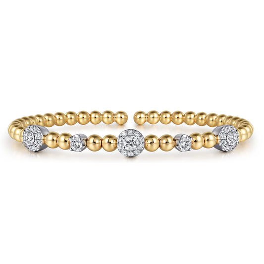 14K White and Yellow Gold Diamond Station Bujukan Split bangle — Gabriel & Co. BG4967-6M45JJ