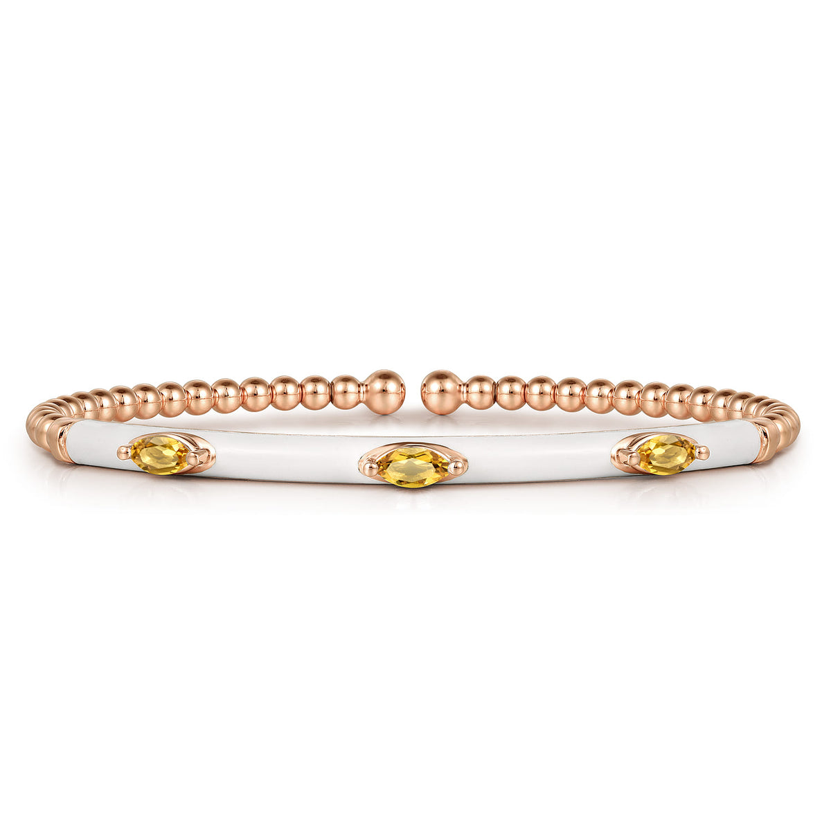 14K Rose Gold Bujukan Citrine Split Bangle with White Enamel — Gabriel & Co. BG4968E9K4JCT