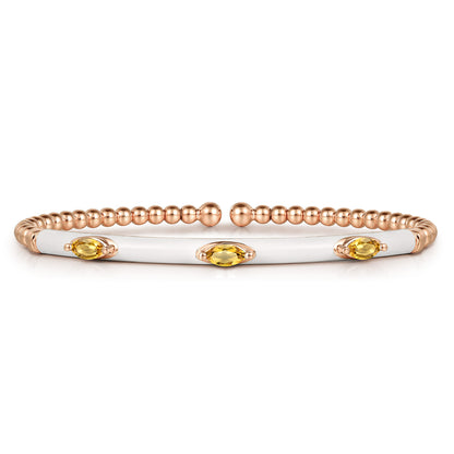 14K Rose Gold Bujukan Citrine Split Bangle with White Enamel — Gabriel & Co. BG4968E9K4JCT