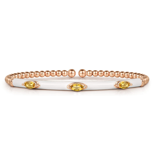 14K Rose Gold Bujukan Citrine Split Bangle with White Enamel — Gabriel & Co. BG4968E9K4JCT