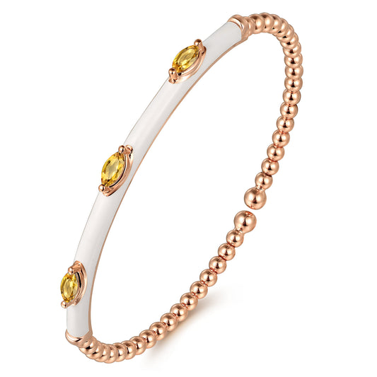 14K Rose Gold Bujukan Citrine Split Bangle with White Enamel — Gabriel & Co. BG4968E9K4JCT