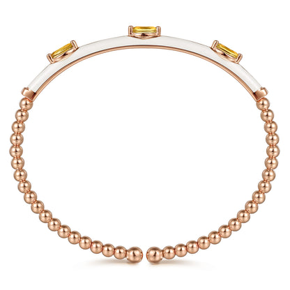 14K Rose Gold Bujukan Citrine Split Bangle with White Enamel — Gabriel & Co. BG4968E9K4JCT