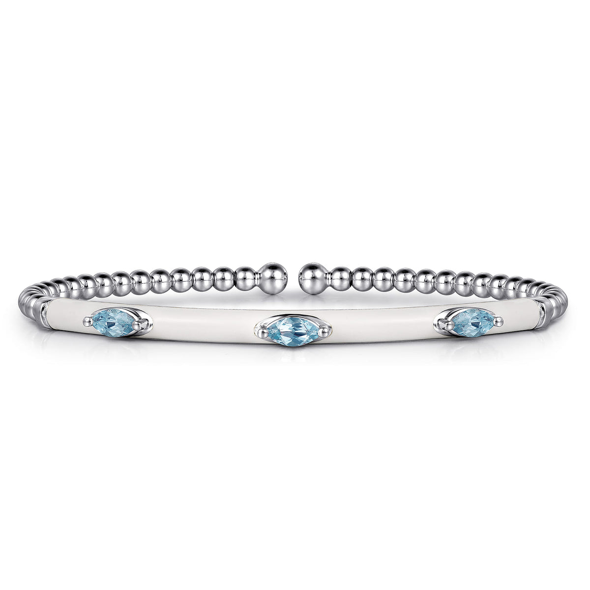 14K White Gold Bujukan Blue Topaz Split Bangle with White Enamel — Gabriel & Co. BG4968E9W4JBT
