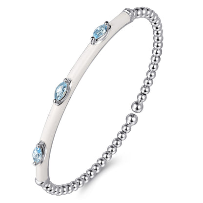 14K White Gold Bujukan Blue Topaz Split Bangle with White Enamel — Gabriel & Co. BG4968E9W4JBT
