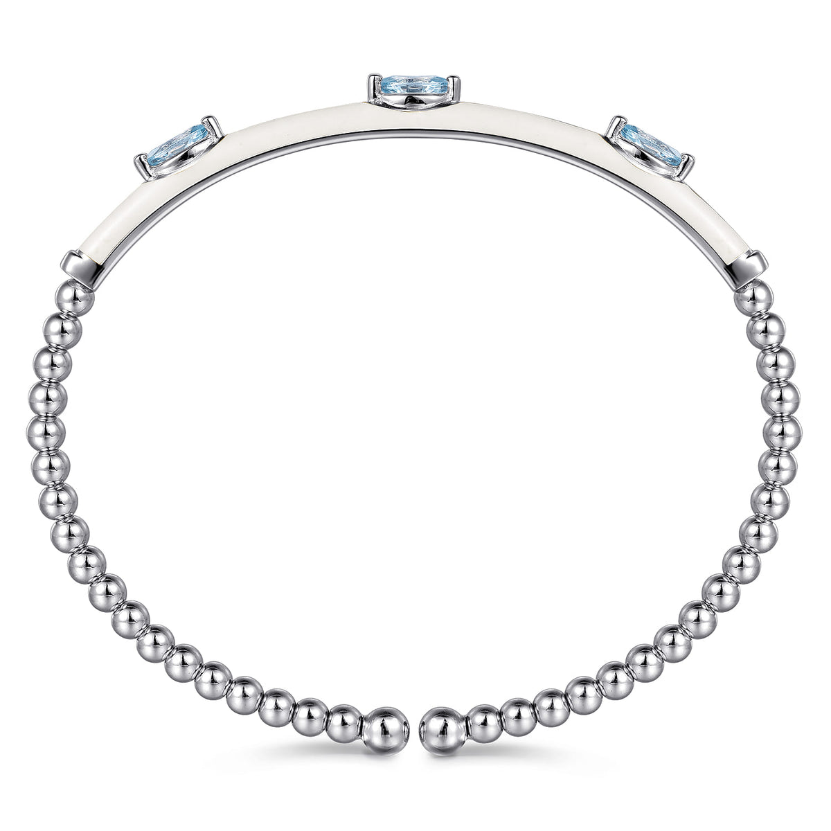 14K White Gold Bujukan Blue Topaz Split Bangle with White Enamel — Gabriel & Co. BG4968E9W4JBT