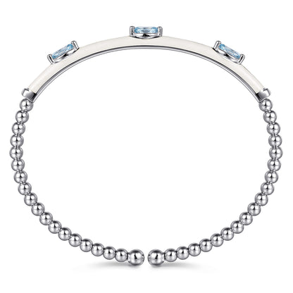 14K White Gold Bujukan Blue Topaz Split Bangle with White Enamel — Gabriel & Co. BG4968E9W4JBT