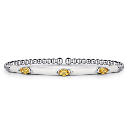 14K White Gold Bujukan Citrine Split Bangle with White Enamel — Gabriel & Co. BG4968E9W4JCT