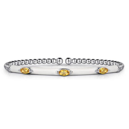 14K White Gold Bujukan Citrine Split Bangle with White Enamel — Gabriel & Co. BG4968E9W4JCT