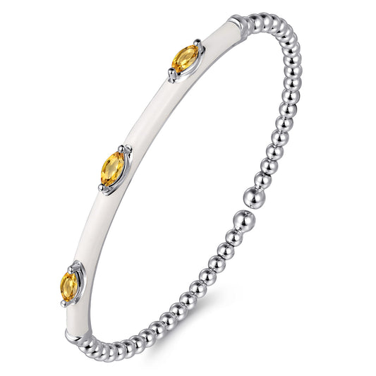 14K White Gold Bujukan Citrine Split Bangle with White Enamel — Gabriel & Co. BG4968E9W4JCT