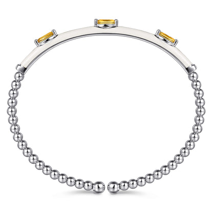 14K White Gold Bujukan Citrine Split Bangle with White Enamel — Gabriel & Co. BG4968E9W4JCT