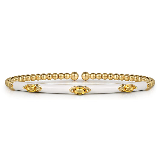 14K Yellow Gold Bujukan Citrine Split Bangle with White Enamel — Gabriel & Co. BG4968E9Y4JCT
