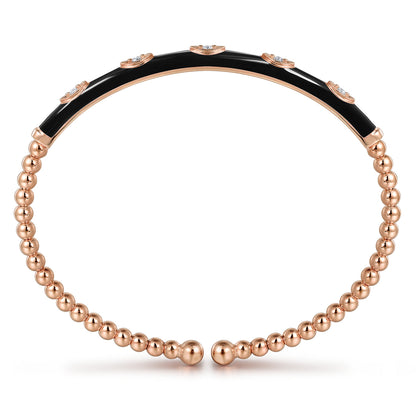 14K Rose Gold Bujukan Beads and Diamond Split Bangle with Black Enamel — Gabriel & Co. BG4971E8K45JJ