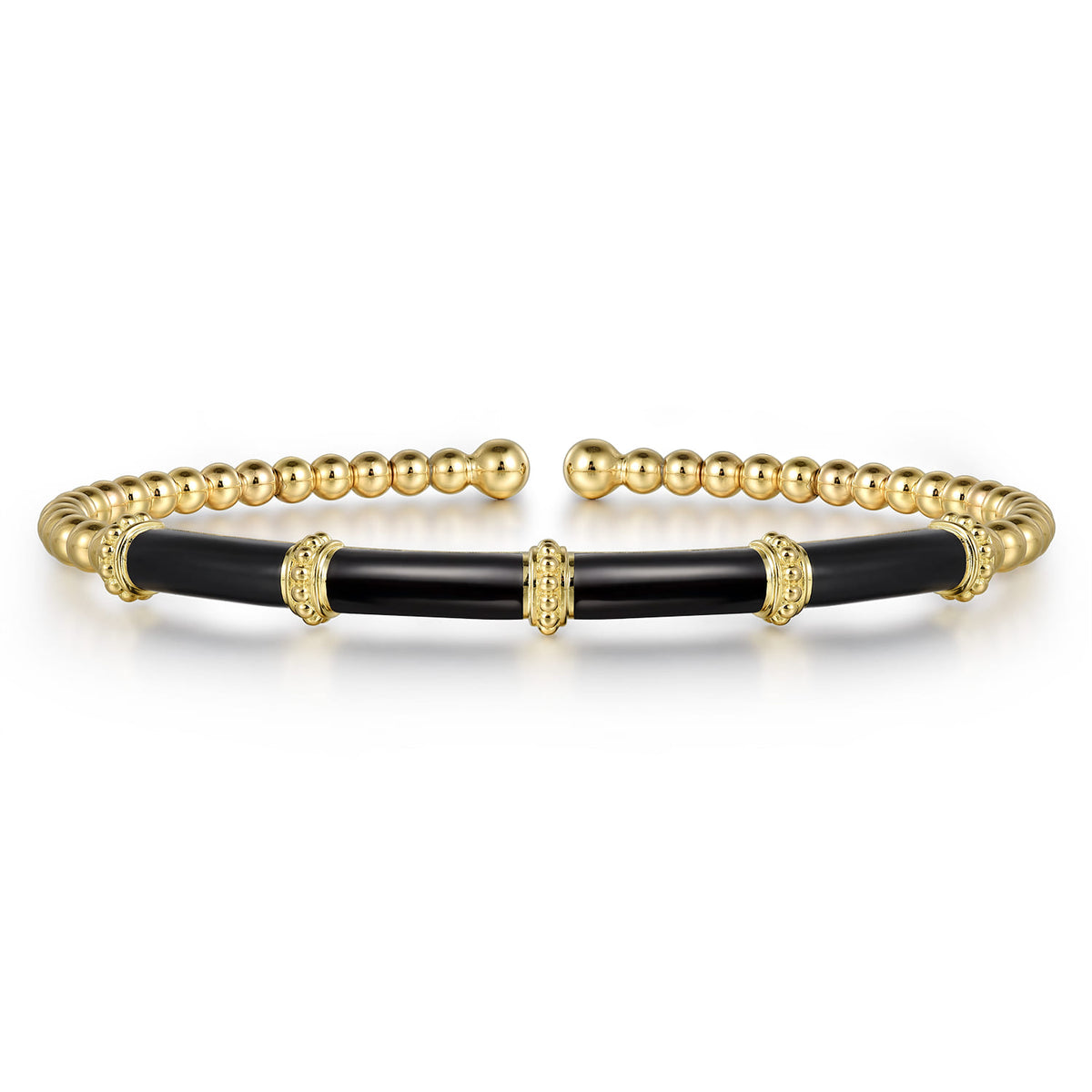 14K Yellow Gold Bujukan and Bar Split Bangle with Black Enamel — Gabriel & Co. BG4972E86Y4JJJ