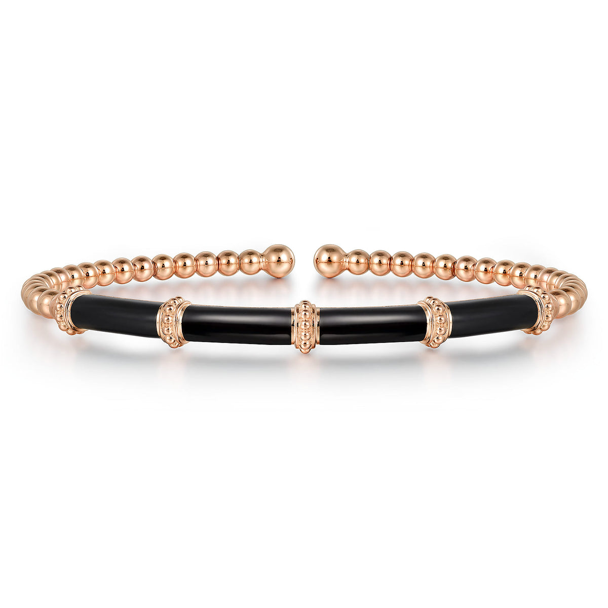 14K Rose Gold Bujukan and Bar Split Bangle with Black Enamel — Gabriel & Co. BG4972E8K4JJJ