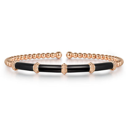 14K Rose Gold Bujukan and Bar Split Bangle with Black Enamel — Gabriel & Co. BG4972E8K4JJJ