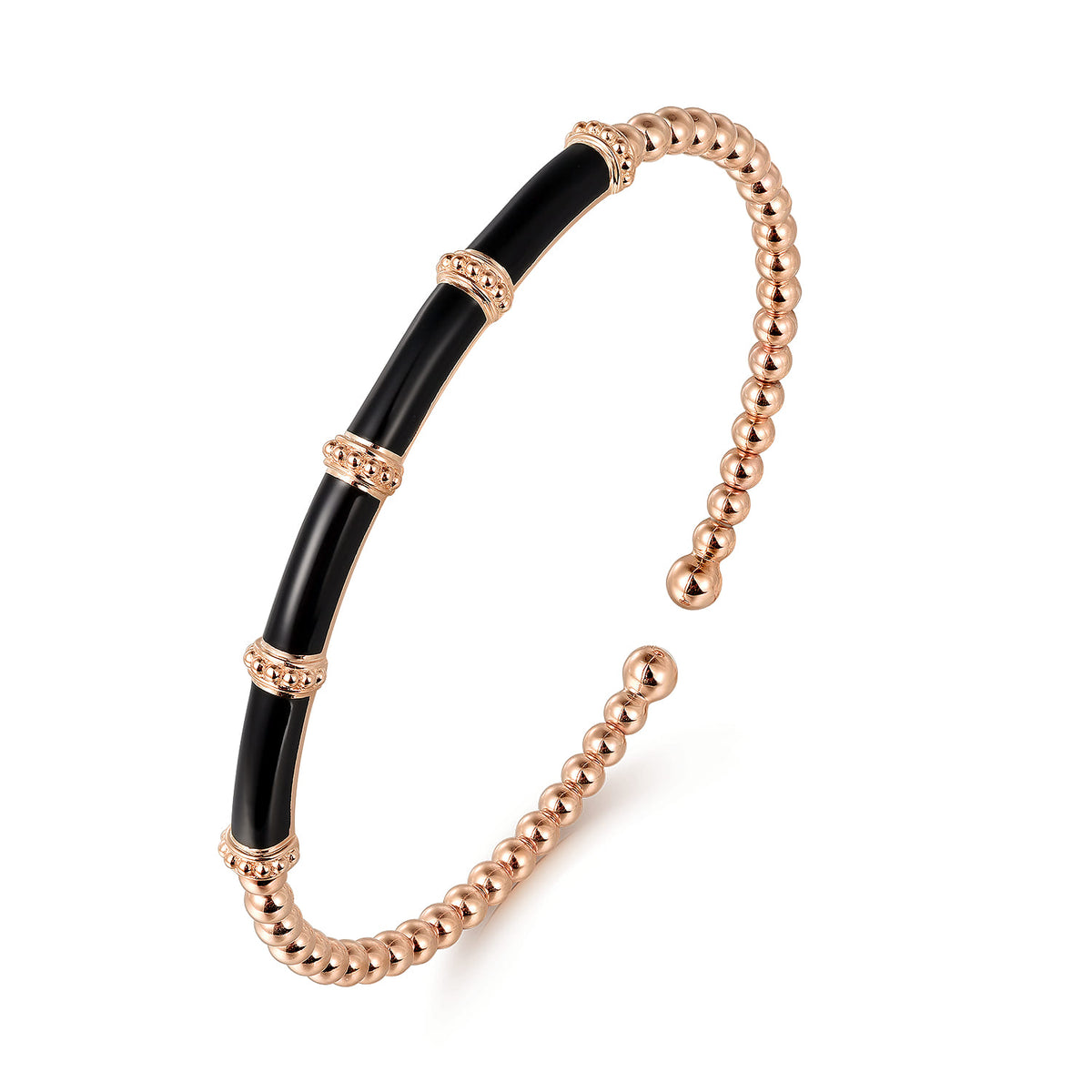 14K Rose Gold Bujukan and Bar Split Bangle with Black Enamel — Gabriel & Co. BG4972E8K4JJJ