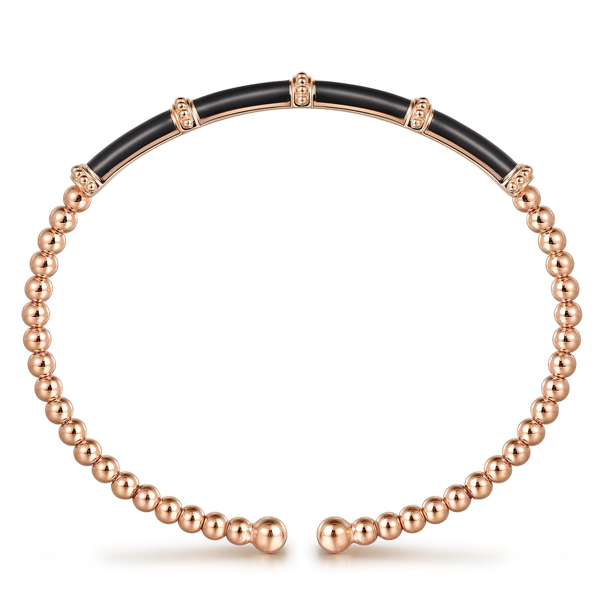 14K Rose Gold Bujukan and Bar Split Bangle with Black Enamel — Gabriel & Co. BG4972E8K4JJJ