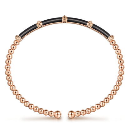 14K Rose Gold Bujukan and Bar Split Bangle with Black Enamel — Gabriel & Co. BG4972E8K4JJJ