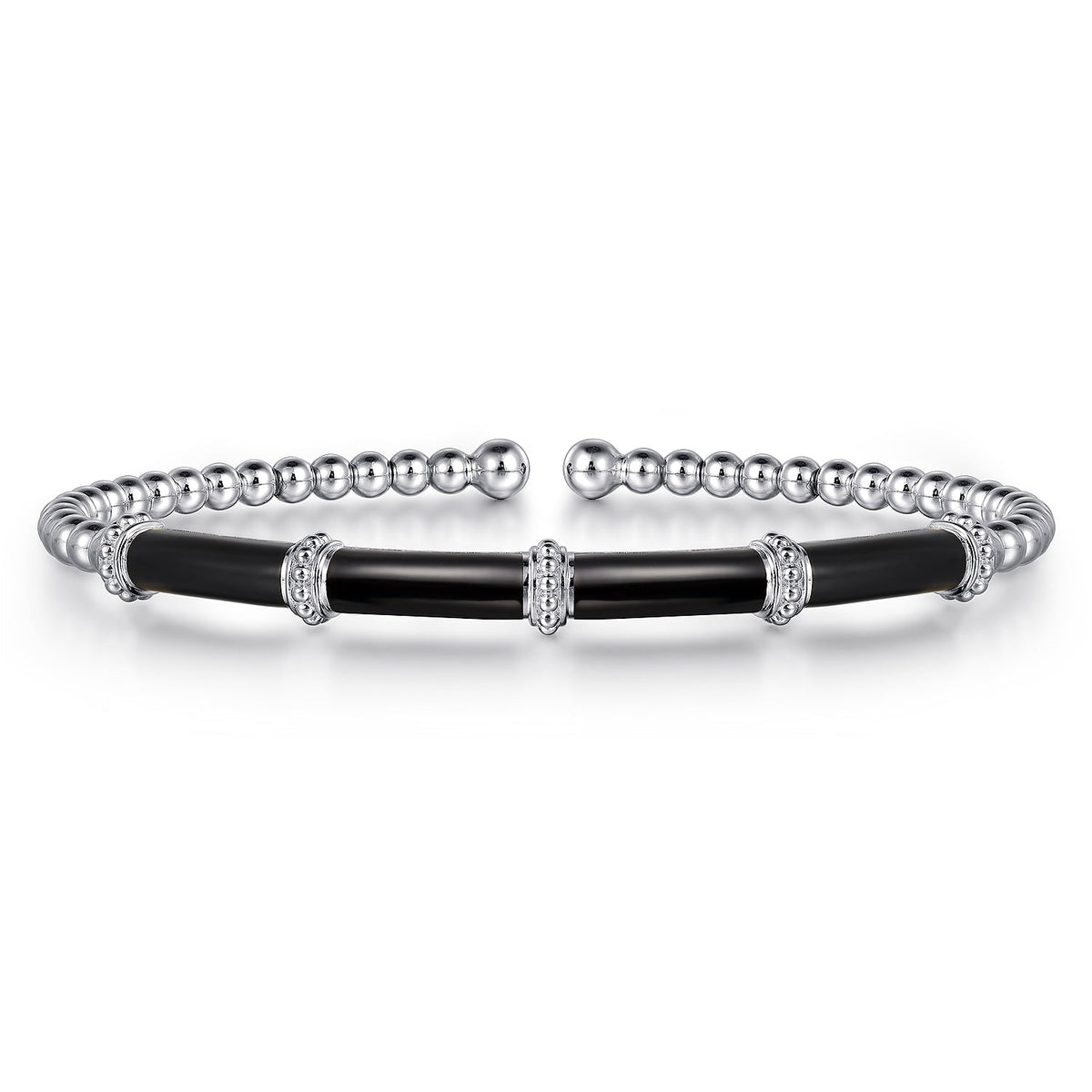 14K White Gold Bujukan and Bar Split Bangle with Black Enamel — Gabriel & Co. BG4972E8W4JJJ