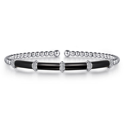 14K White Gold Bujukan and Bar Split Bangle with Black Enamel — Gabriel & Co. BG4972E8W4JJJ