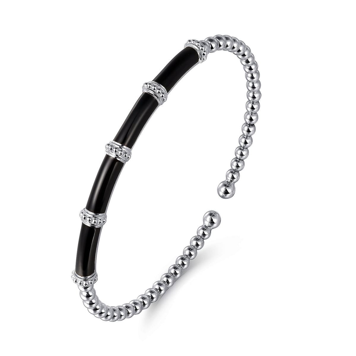 14K White Gold Bujukan and Bar Split Bangle with Black Enamel — Gabriel & Co. BG4972E8W4JJJ