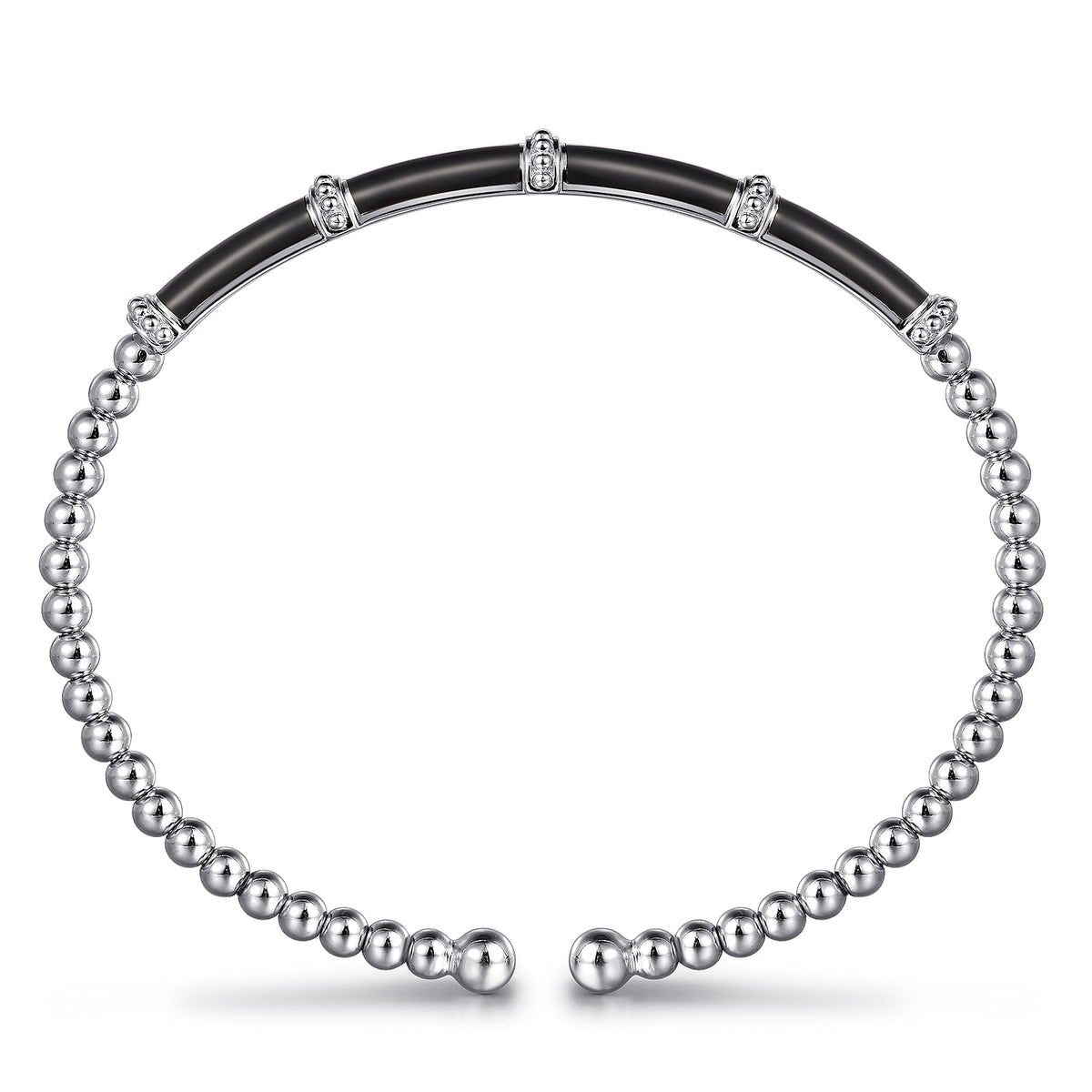 14K White Gold Bujukan and Bar Split Bangle with Black Enamel — Gabriel & Co. BG4972E8W4JJJ