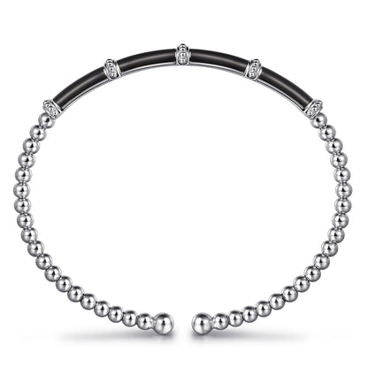 14K White Gold Bujukan and Bar Split Bangle with Black Enamel — Gabriel & Co. BG4972E8W4JJJ