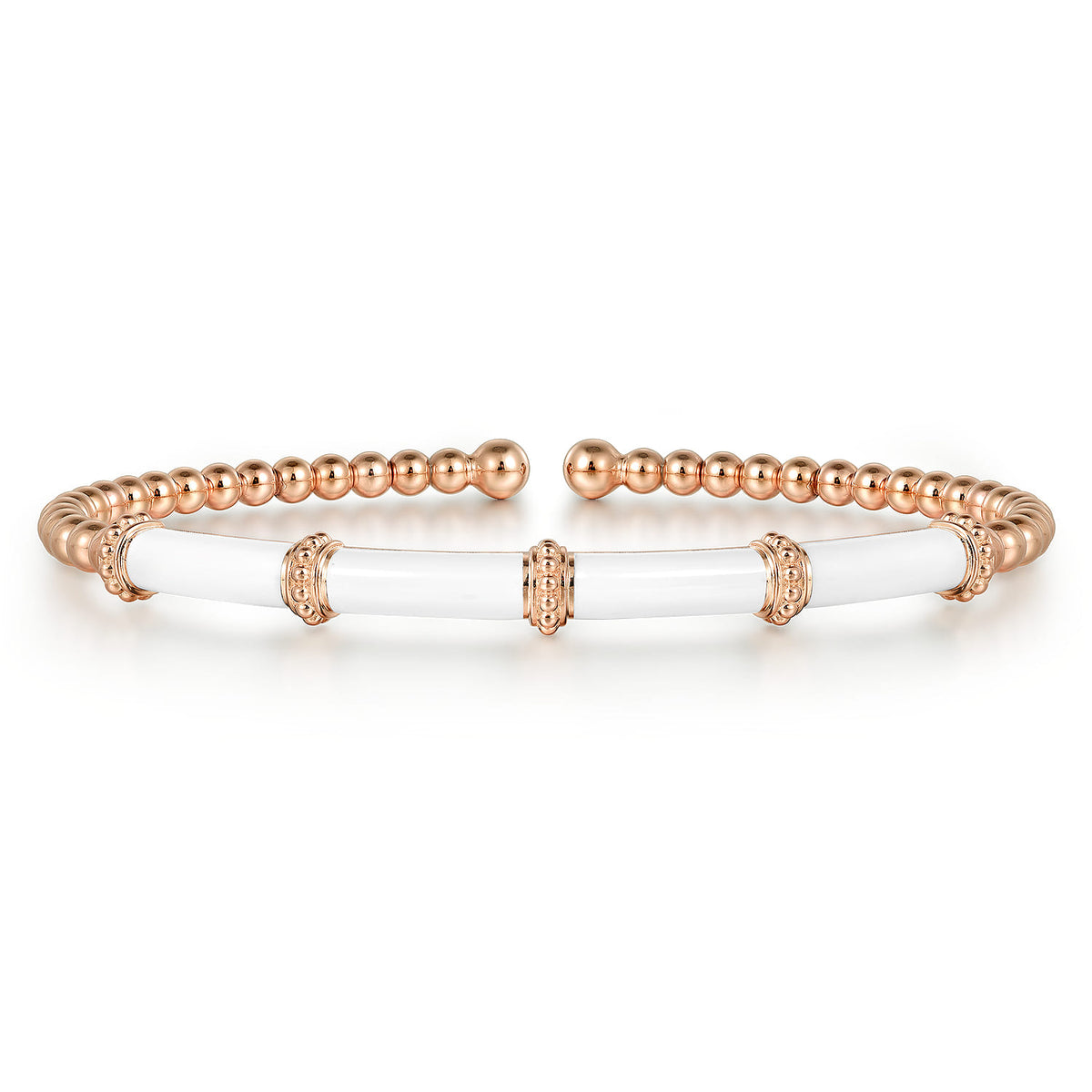 14K Rose Gold Bujukan and Bar Split Bangle with White Enamel — Gabriel & Co. BG4972E9K4JJJ