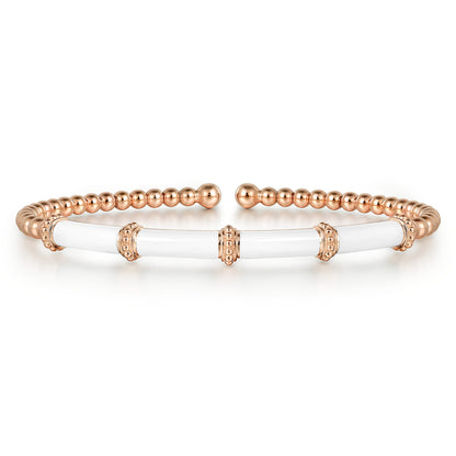 14K Rose Gold Bujukan and Bar Split Bangle with White Enamel — Gabriel & Co. BG4972E9K4JJJ