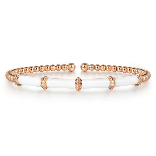 14K Rose Gold Bujukan and Bar Split Bangle with White Enamel — Gabriel & Co. BG4972E9K4JJJ