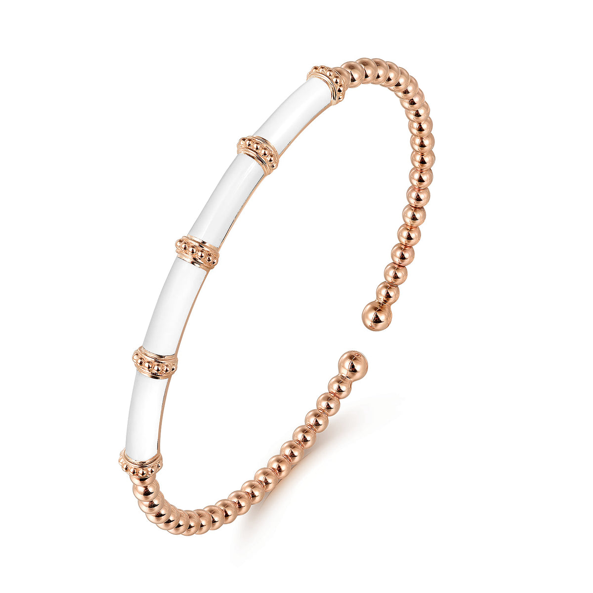 14K Rose Gold Bujukan and Bar Split Bangle with White Enamel — Gabriel & Co. BG4972E9K4JJJ