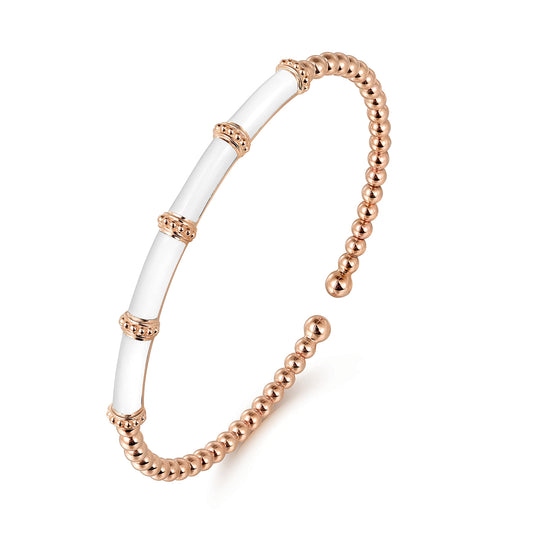 14K Rose Gold Bujukan and Bar Split Bangle with White Enamel — Gabriel & Co. BG4972E9K4JJJ