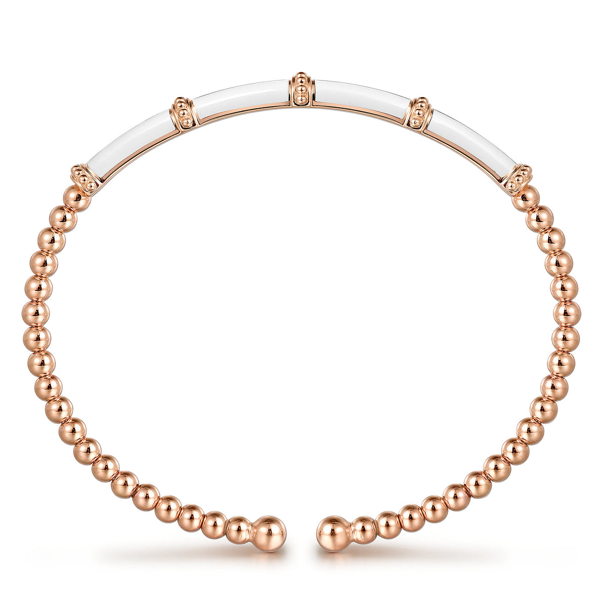 14K Rose Gold Bujukan and Bar Split Bangle with White Enamel — Gabriel & Co. BG4972E9K4JJJ