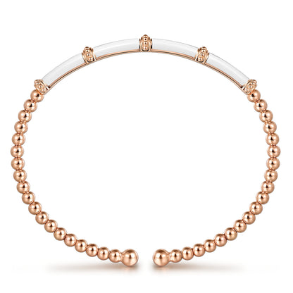 14K Rose Gold Bujukan and Bar Split Bangle with White Enamel — Gabriel & Co. BG4972E9K4JJJ