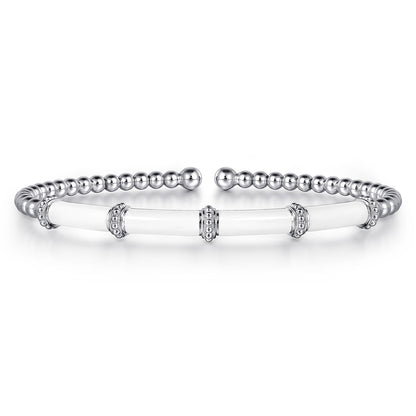 14K White Gold Bujukan and Bar Split Bangle with White Enamel — Gabriel & Co. BG4972E9W4JJJ