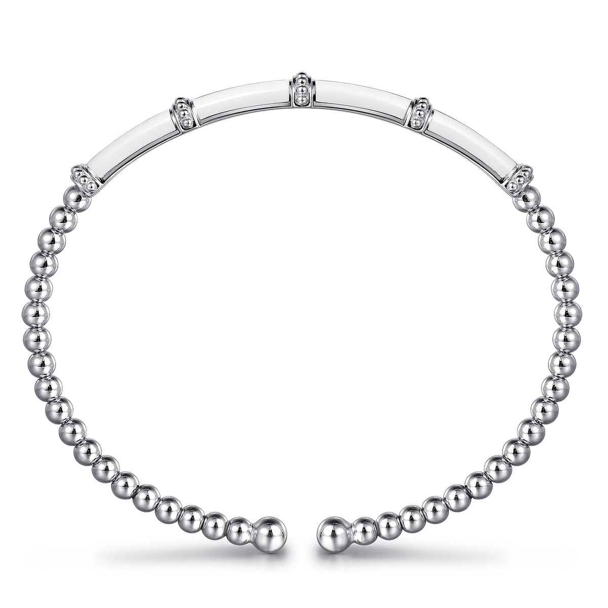 14K White Gold Bujukan and Bar Split Bangle with White Enamel — Gabriel & Co. BG4972E9W4JJJ