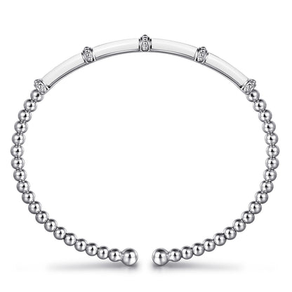 14K White Gold Bujukan and Bar Split Bangle with White Enamel — Gabriel & Co. BG4972E9W4JJJ