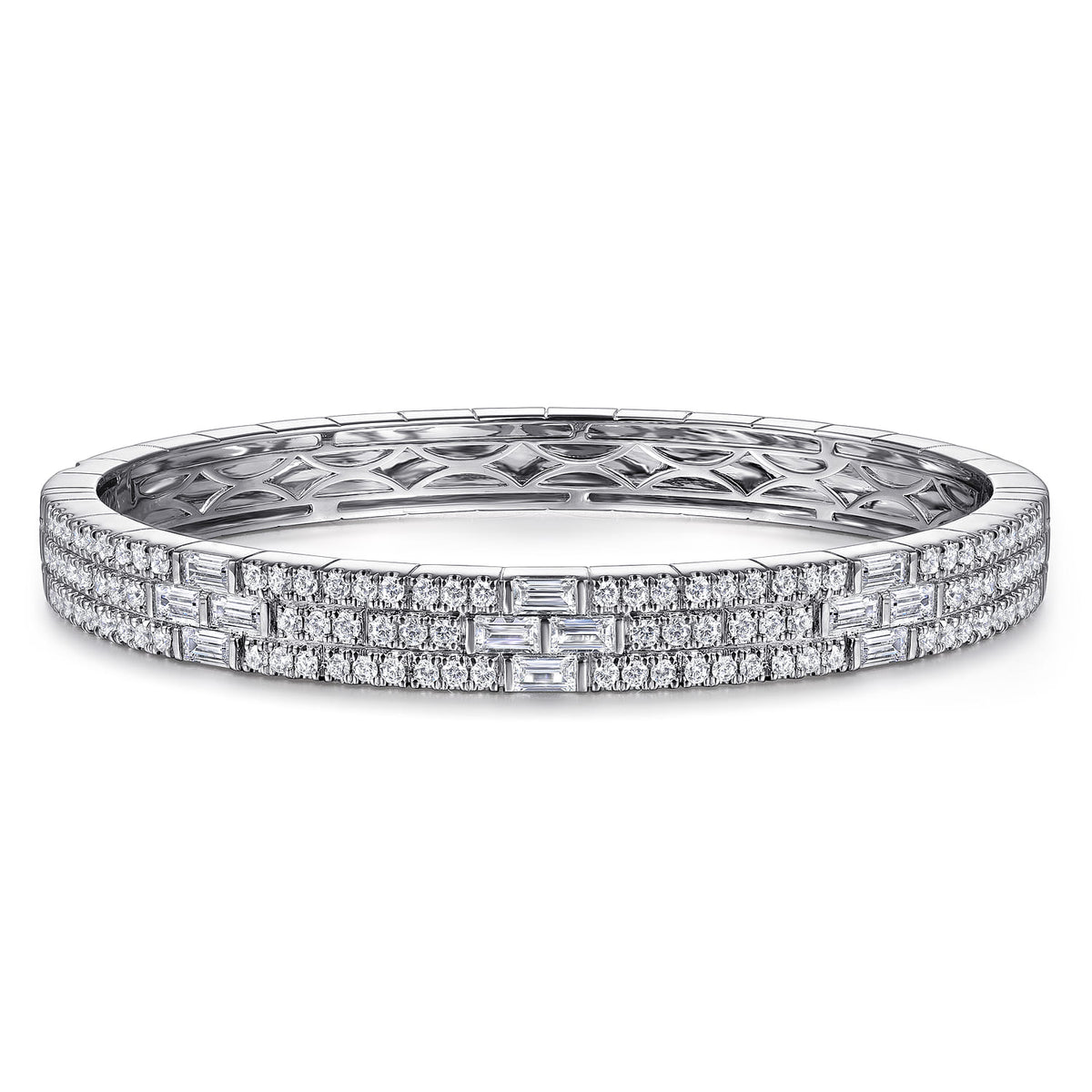 14K White Gold Diamond Cuff Bangle Bracelet — Gabriel & Co. BG5020-62W44JJ