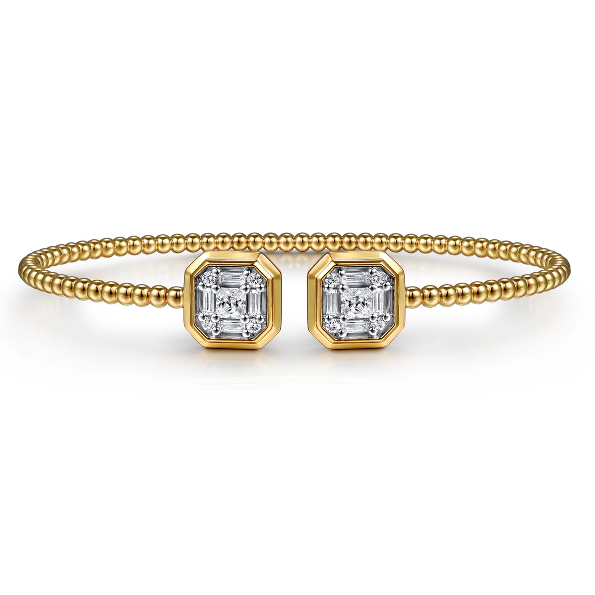 14K Yellow Gold Bujukan Baguette and Princess Diamond Split Bangle Bracelet — Gabriel & Co. BG5049-6Y44JJ