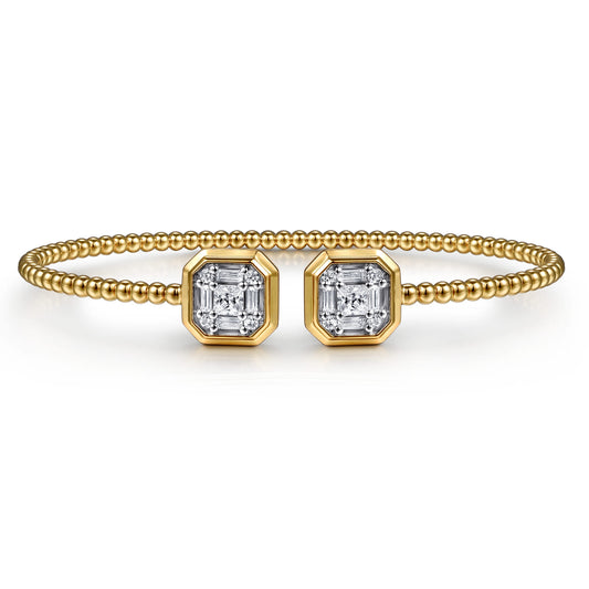14K Yellow Gold Bujukan Baguette and Princess Diamond Split Bangle Bracelet — Gabriel & Co. BG5049-6Y44JJ