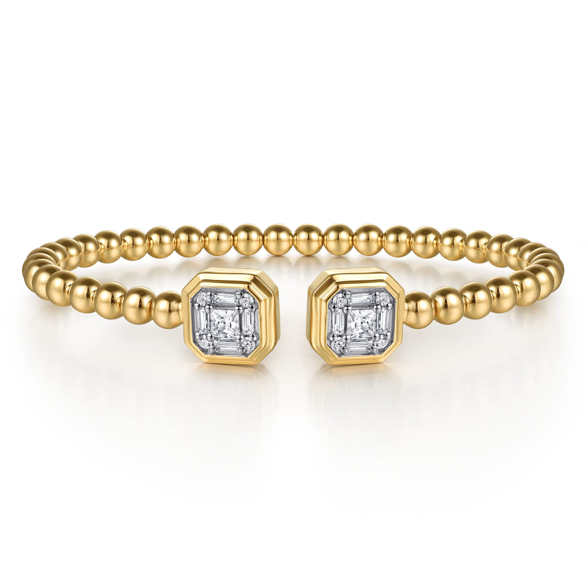 14K Yellow Gold Bujukan Baguette and Princess Diamond Split Bangle Bracelet — Gabriel & Co. BG5074-62Y44JJ