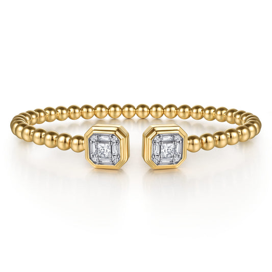 14K Yellow Gold Bujukan Baguette and Princess Diamond Split Bangle Bracelet — Gabriel & Co. BG5074-62Y44JJ