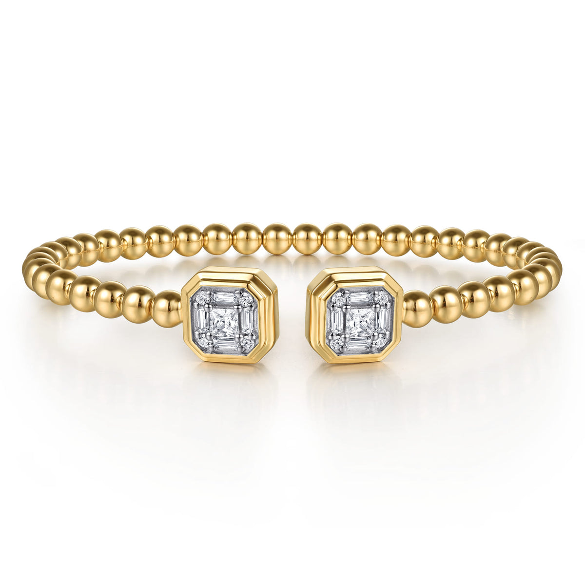 14K Yellow Gold Bujukan Baguette and Princess Diamond Split Bangle Bracelet — Gabriel & Co. BG5074-6Y44JJ
