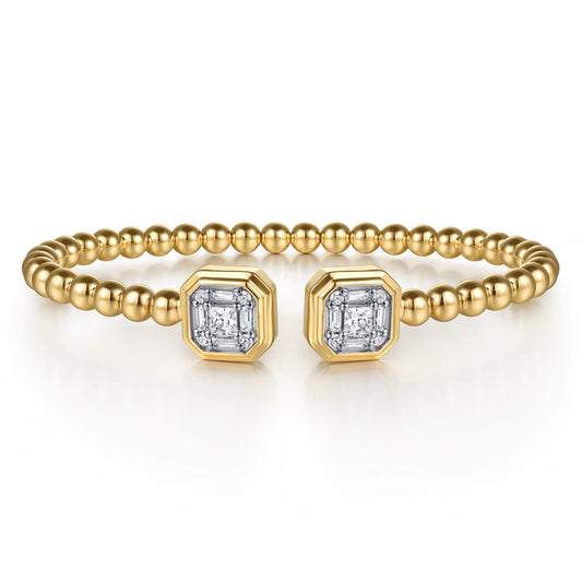 14K Yellow Gold Bujukan Baguette and Princess Diamond Split Bangle Bracelet — Gabriel & Co. BG5074-6Y44JJ