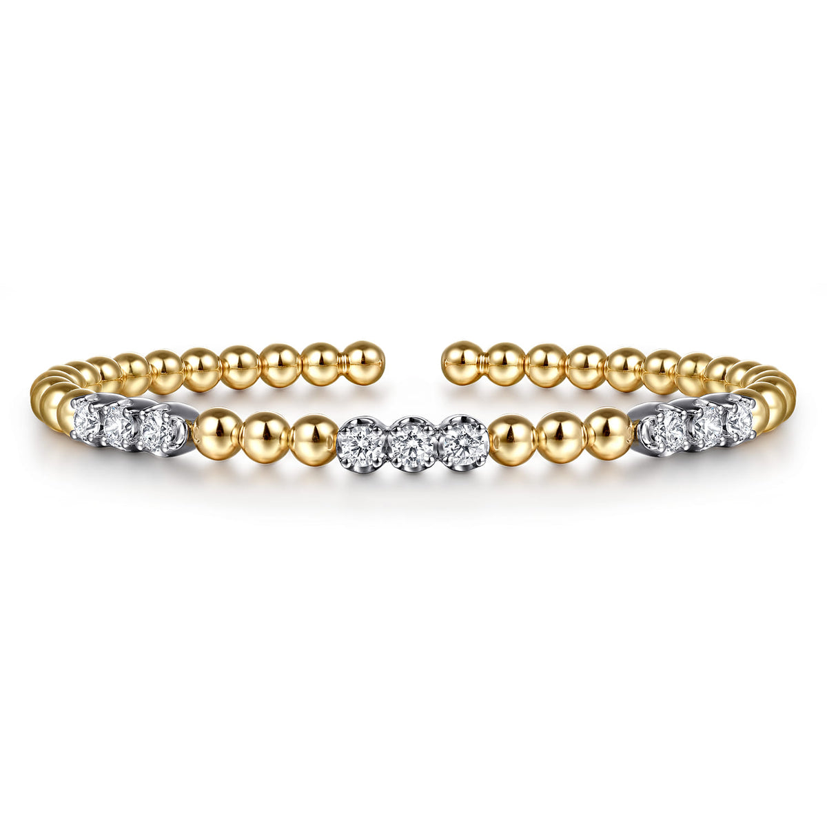 14K White & Yellow Gold Bujukan Diamond Split Bangle Bracelet — Gabriel & Co. BG5076-62M45JJ