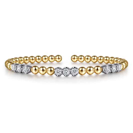 14K White & Yellow Gold Bujukan Diamond Split Bangle Bracelet — Gabriel & Co. BG5076-62M45JJ